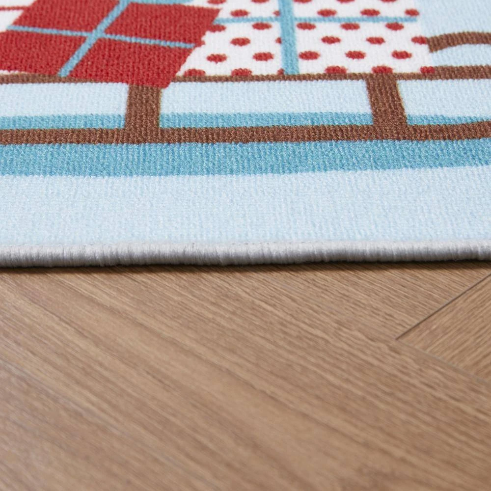 Christmas Sleigh Light Blue 2 Ft. X 3 Ft. Polyester Rectangle Indoor Scatter Rug 4 Christmas Sleigh Light Blue 2 Ft. X 3 Ft. Polyester Rectangle Indoor Scatter Rug - Image 4