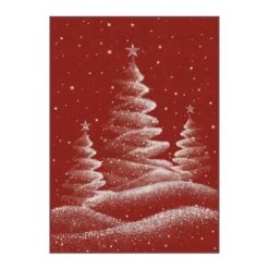 Christmas 2 Ft. X 3 Ft. Red Halo Christmas Trees Area Rug