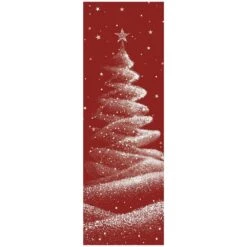 Christmas 2 Ft. X 6 Ft. Red Halo Christmas Trees Area Rug