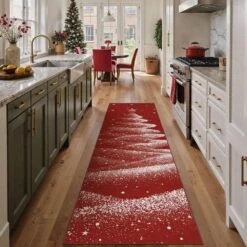 Christmas 2 Ft. X 8 Ft. Red Halo Christmas Trees Area Rug -Northlight Shop light red haiimeid christmas doormats x25iu0103h 128 40 1000
