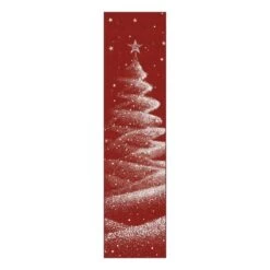 Christmas 2 Ft. X 8 Ft. Red Halo Christmas Trees Area Rug