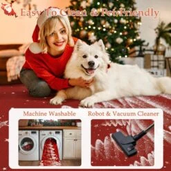 Christmas 4 Ft. X 6 Ft. Red Halo Christmas Trees Area Rug 9 Christmas 4 Ft. X 6 Ft. Red Halo Christmas Trees Area Rug -Northlight Shop light red haiimeid christmas doormats x25iu0103h 146 1f 1000