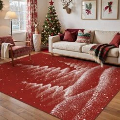 Christmas 5 Ft. X 7 Ft. Red Halo Christmas Trees Area Rug -Northlight Shop light red haiimeid christmas doormats x25iu0103h 157 e1 1000