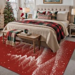 Christmas 6 Ft. X 9 Ft. Red Halo Christmas Trees Area Rug 7 Christmas 6 Ft. X 9 Ft. Red Halo Christmas Trees Area Rug -Northlight Shop light red haiimeid christmas doormats x25iu0103h 169 e1 1000