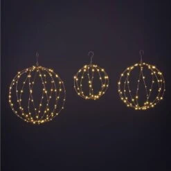 12 IN+16IN+20IN 248LED Light Ball Path Lights White Sphere Light Fold Flat Metal Frame Indoor Outdoor Waterproof, Brown