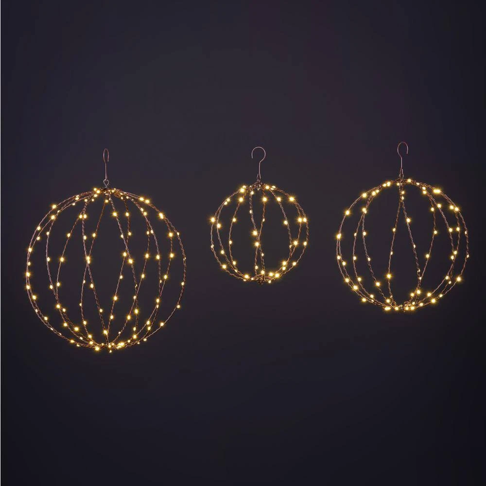 12 IN+16IN+20IN 248LED Light Ball Path Lights White Sphere Light Fold Flat Metal Frame Indoor Outdoor Waterproof, Brown 1 12 IN+16IN+20IN 248LED Light Ball Path Lights White Sphere Light Fold Flat Metal Frame Indoor Outdoor Waterproof, Brown