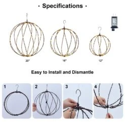 12 IN+16IN+20IN 248LED Light Ball Path Lights White Sphere Light Fold Flat Metal Frame Indoor Outdoor Waterproof, Brown 12 12 IN+16IN+20IN 248LED Light Ball Path Lights White Sphere Light Fold Flat Metal Frame Indoor Outdoor Waterproof, Brown -Northlight Shop lightshare christmas pathway lights jytjq b fa 1000