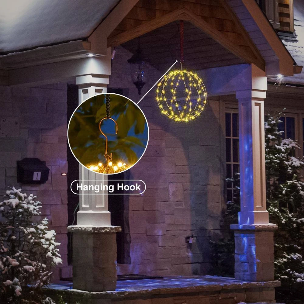 12 IN+16IN+20IN 248LED Light Ball Pathway Lights White Sphere Light Fold Flat Metal Frame Indoor Outdoor Waterproof 2 12 IN+16IN+20IN 248LED Light Ball Pathway Lights White Sphere Light Fold Flat Metal Frame Indoor Outdoor Waterproof - Image 2