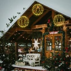 12 IN+16IN+20IN 248LED Light Ball Pathway Lights White Sphere Light Fold Flat Metal Frame Indoor Outdoor Waterproof 11 12 IN+16IN+20IN 248LED Light Ball Pathway Lights White Sphere Light Fold Flat Metal Frame Indoor Outdoor Waterproof -Northlight Shop lightshare christmas pathway lights jytjq w fa 1000