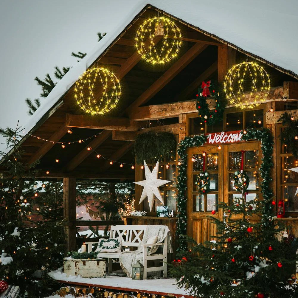 12 IN+16IN+20IN 248LED Light Ball Pathway Lights White Sphere Light Fold Flat Metal Frame Indoor Outdoor Waterproof 6 12 IN+16IN+20IN 248LED Light Ball Pathway Lights White Sphere Light Fold Flat Metal Frame Indoor Outdoor Waterproof - Image 6