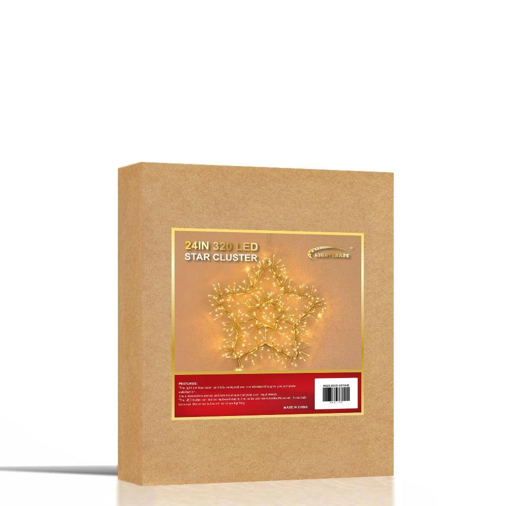 2 Ft. 320 LED Star Light Artificial Christmas Tree Twinkle Lights Warm White Plug In For Home Garden Decoration Gold 4 2 Ft. 320 LED Star Light Artificial Christmas Tree Twinkle Lights Warm White Plug In For Home Garden Decoration Gold - Image 4