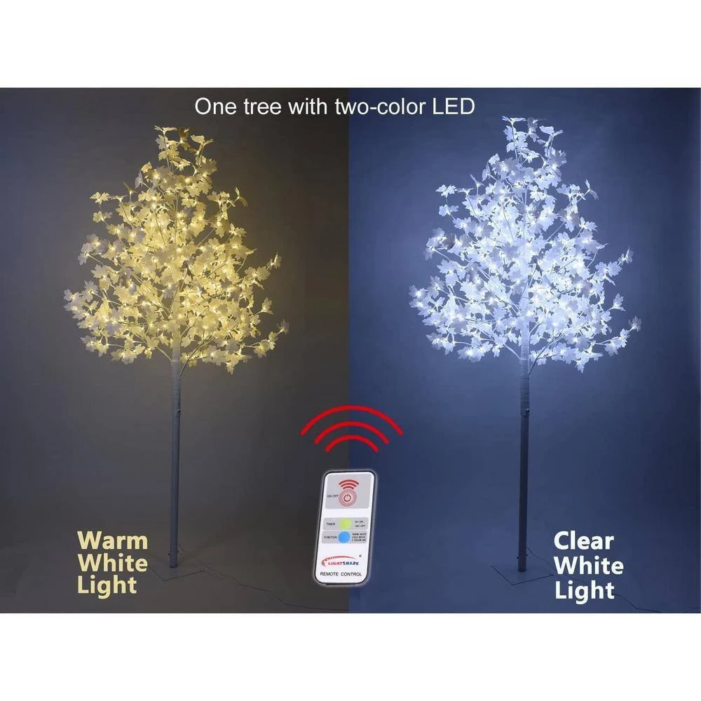 8 Ft. Pre-Lit Maple Tree With White Leaves And 264 Warm White And Clear White Lights 2 8 Ft. Pre-Lit Maple Tree With White Leaves And 264 Warm White And Clear White Lights - Image 2