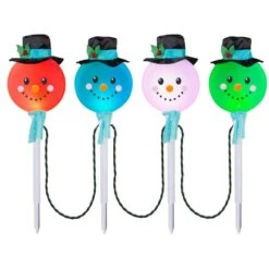 25.20 In. Color Changing Snowman Pathway Stakes (Set Of 4) -Northlight Shop lightshow christmas pathway lights 10307 c3 1000