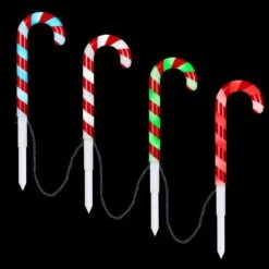 18 In. Christmas ColorChanging Pathway Stakes Candy Cane (Set Of 4) -Northlight Shop lightshow christmas pathway lights 115712 40 1000