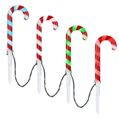 18 In. Christmas ColorChanging Pathway Stakes Candy Cane (Set Of 4)