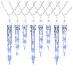 11 In. X 9 In. X 7 In. 8-Light LED Icy Blue/White Christmas Shooting Star Icicle Light String 5 11 In. X 9 In. X 7 In. 8-Light LED Icy Blue/White Christmas Shooting Star Icicle Light String -Northlight Shop lightshow icicle lights 116288 40 1000