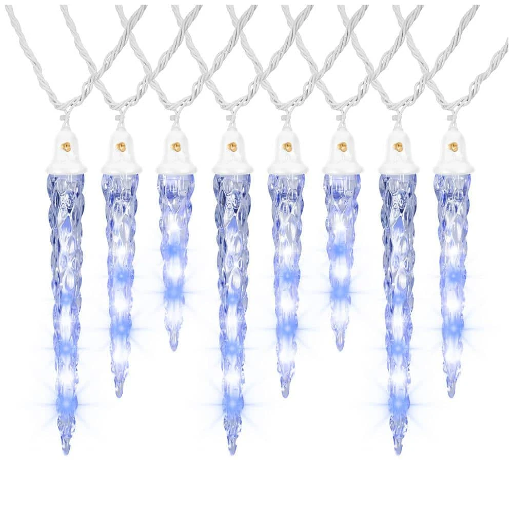 11 In. X 9 In. X 7 In. 8-Light LED Icy Blue/White Christmas Shooting Star Icicle Light String 3 11 In. X 9 In. X 7 In. 8-Light LED Icy Blue/White Christmas Shooting Star Icicle Light String - Image 3