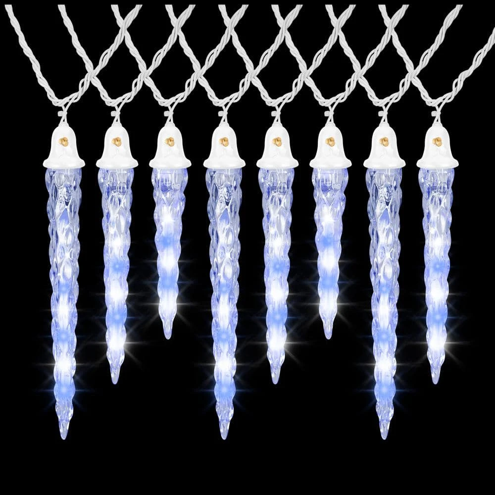 11 In. X 9 In. X 7 In. 8-Light LED Icy Blue/White Christmas Shooting Star Icicle Light String 1 11 In. X 9 In. X 7 In. 8-Light LED Icy Blue/White Christmas Shooting Star Icicle Light String
