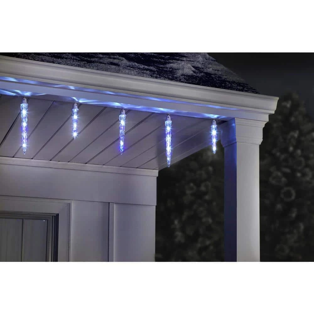 11 In. X 9 In. X 7 In. 8-Light LED Icy Blue/White Christmas Shooting Star Icicle Light String 2 11 In. X 9 In. X 7 In. 8-Light LED Icy Blue/White Christmas Shooting Star Icicle Light String - Image 2