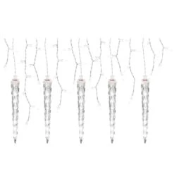 11 In. 5-Count Christmas LED White Shooting Star Light String-Icicle