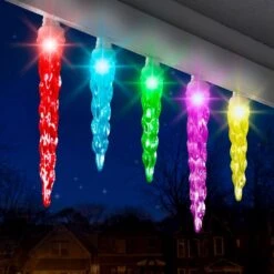 12-Light LED Multi-Color Color-Changing Icicle Light Set -Northlight Shop lightshow icicle lights 83154 31 1000