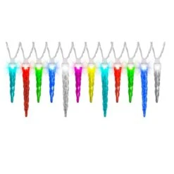 12-Light LED Multi-Color Color-Changing Icicle Light Set -Northlight Shop lightshow icicle lights 83154 4f 1000
