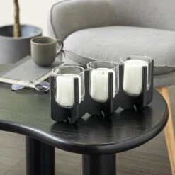Black Wood Hurricane 3 Slot Candle Holder -Northlight Shop litton lane christmas candles 047116 31 1000