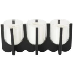 Black Wood Hurricane 3 Slot Candle Holder