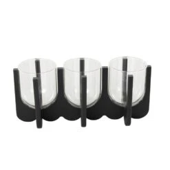 Black Wood Hurricane 3 Slot Candle Holder -Northlight Shop litton lane christmas candles 047116 a0 1000