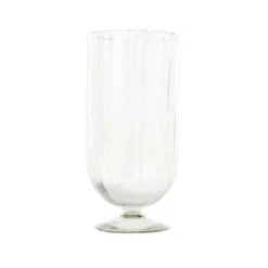 Clear Glass Ribbed Fluted Candle Holder With Elevated Base -Northlight Shop litton lane christmas candles 047335 40 1000
