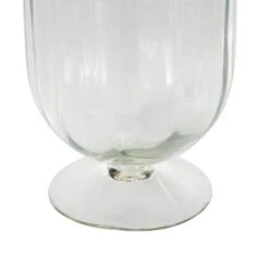 Clear Glass Ribbed Fluted Candle Holder With Elevated Base -Northlight Shop litton lane christmas candles 047335 4f 1000