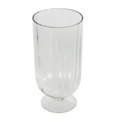 Clear Glass Ribbed Fluted Candle Holder With Elevated Base -Northlight Shop litton lane christmas candles 047335 a0 1000