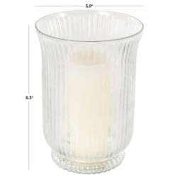 Clear Ribbed Glass Decorative Vase -Northlight Shop litton lane christmas candles 047336 31 1000