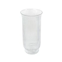 Clear Glass Ribbed Fluted Candle Holder