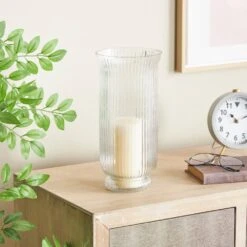 Clear Glass Ribbed Fluted Candle Holder -Northlight Shop litton lane christmas candles 047338 77 1000