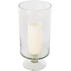Clear Glass Candle Holder With Elevated Base -Northlight Shop litton lane christmas candles 047339 40 1000