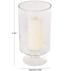 Clear Glass Wide Candle Holder With Elevated Base 15 Clear Glass Wide Candle Holder With Elevated Base -Northlight Shop litton lane christmas candles 047340 31 1000