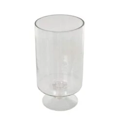 Clear Glass Wide Candle Holder With Elevated Base