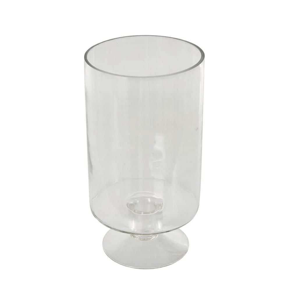 Clear Glass Wide Candle Holder With Elevated Base 1 Clear Glass Wide Candle Holder With Elevated Base