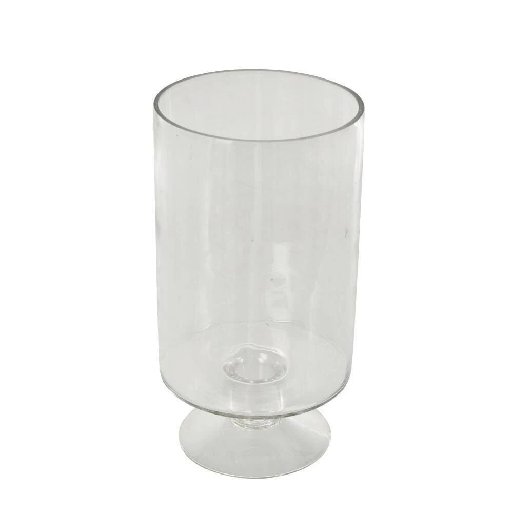 Clear Glass Wide Candle Holder With Elevated Base 4 Clear Glass Wide Candle Holder With Elevated Base - Image 4
