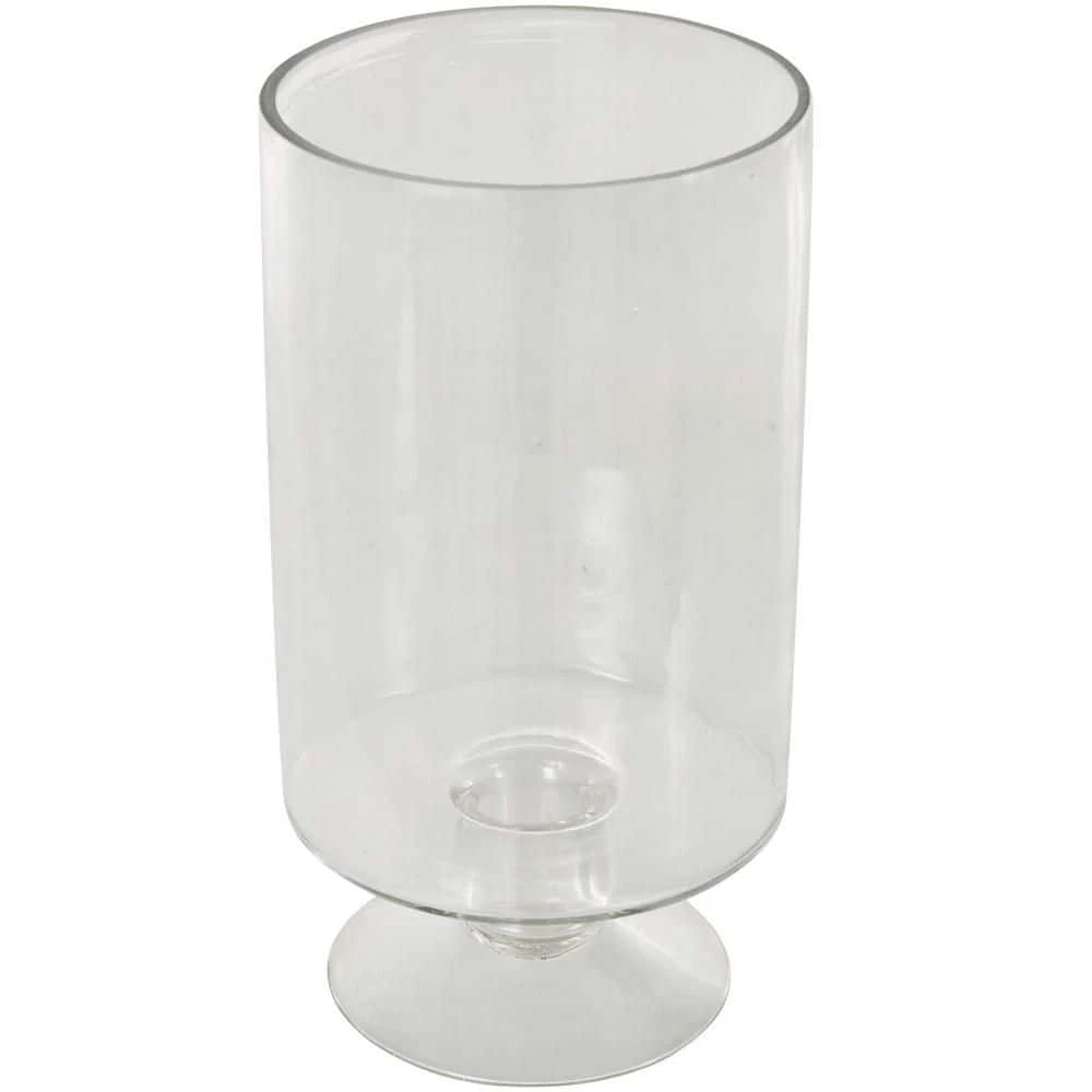 Clear Glass Wide Candle Holder With Elevated Base 2 Clear Glass Wide Candle Holder With Elevated Base - Image 2