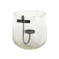 Clear Glass Candle Holder With Black Metal Accents And Brown Speckles -Northlight Shop litton lane christmas candles 047383 1f 1000