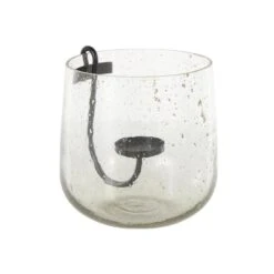 Clear Glass Candle Holder With Black Metal Accents And Brown Speckles -Northlight Shop litton lane christmas candles 047383 a0 1000
