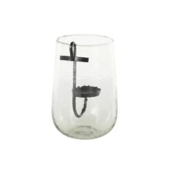 Clear Glass Candle Holder With Black Metal Accents 15 Clear Glass Candle Holder With Black Metal Accents -Northlight Shop litton lane christmas candles 047386 1f 1000