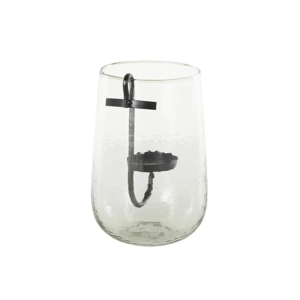 Clear Glass Candle Holder With Black Metal Accents 7 Clear Glass Candle Holder With Black Metal Accents - Image 7