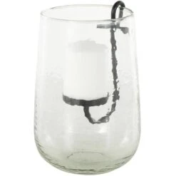 Clear Glass Candle Holder With Black Metal Accents 11 Clear Glass Candle Holder With Black Metal Accents -Northlight Shop litton lane christmas candles 047386 40 1000