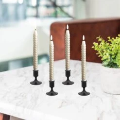 Battery Operated Twisted Wax Candles With 3D Wick Flame - Set Of 4 -Northlight Shop lumabase christmas candles 80904 4f 1000
