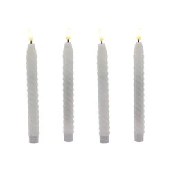Battery Operated Twisted Wax Candles With 3D Wick Flame - Set Of 4