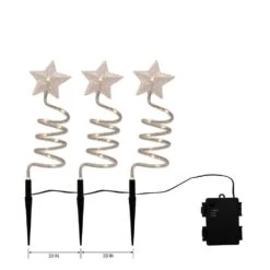 Battery Operated Spiral Star Christmas Pathway Lights (Set Of 3) -Northlight Shop lumabase christmas pathway lights 61703 1f 1000