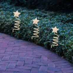 Battery Operated Spiral Star Christmas Pathway Lights (Set Of 3) -Northlight Shop lumabase christmas pathway lights 61703 c3 1000